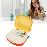 Bento Lunch Box ABS Separate Compartments with Buckle Handle Leakage Proof Air Hole Heat Resistant Bento Box with Spoon Fork Yellow