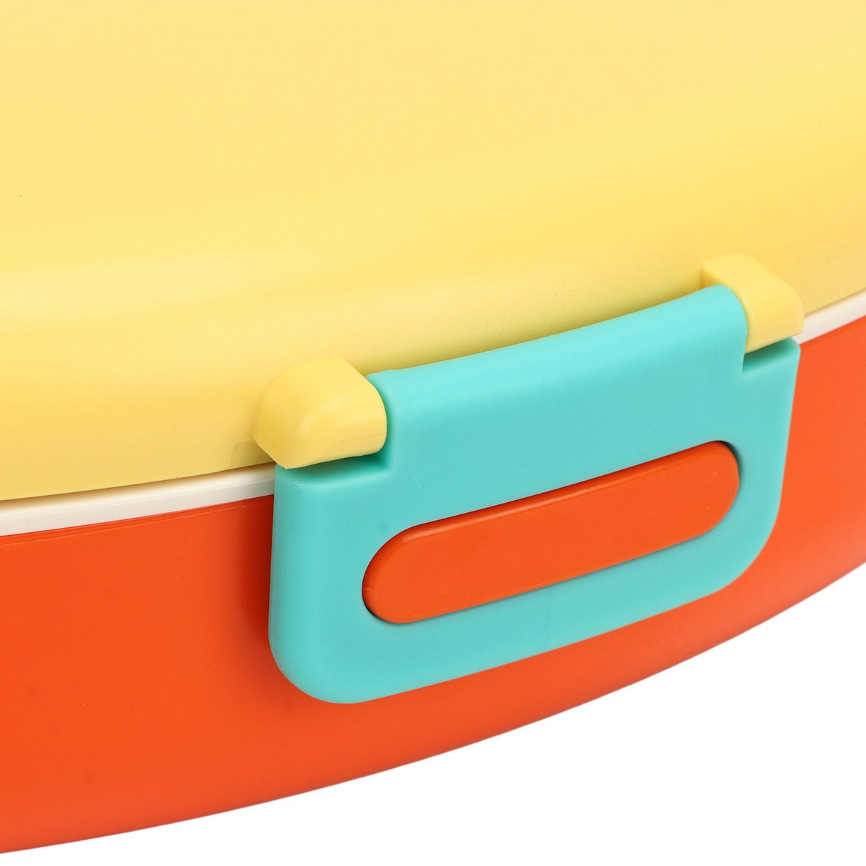 Bento Lunch Box ABS Separate Compartments with Buckle Handle Leakage Proof Air Hole Heat Resistant Bento Box with Spoon Fork Yellow