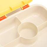 Bento Lunch Box ABS Separate Compartments with Buckle Handle Leakage Proof Air Hole Heat Resistant Bento Box with Spoon Fork Yellow - Extra Image