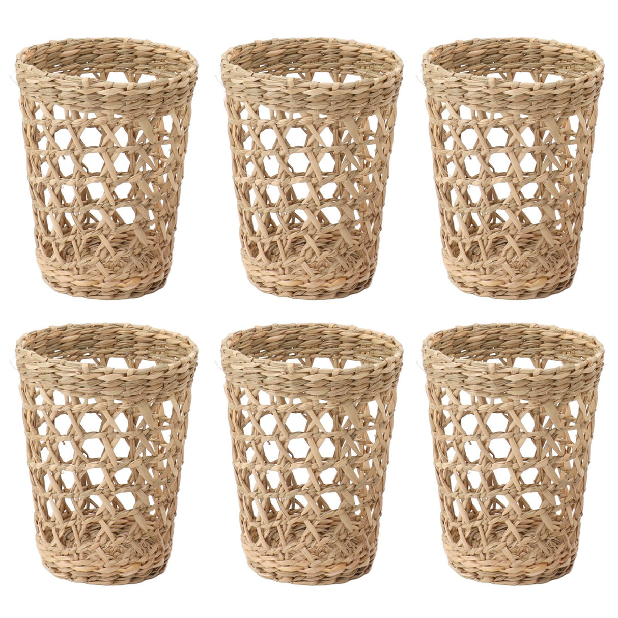 6 PCS Woven Cup Holders Anti Scald Hollow Straw Woven Glass Cup Sleeve for Glass Bottles Plastic Cups Mugs