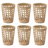 6 PCS Woven Cup Holders Anti Scald Hollow Straw Woven Glass Cup Sleeve for Glass Bottles Plastic Cups Mugs - Front View