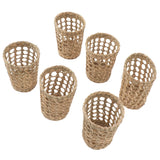 6 PCS Woven Cup Holders Anti Scald Hollow Straw Woven Glass Cup Sleeve for Glass Bottles Plastic Cups Mugs - 45-Degree Angle