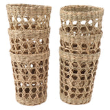 6 PCS Woven Cup Holders Anti Scald Hollow Straw Woven Glass Cup Sleeve for Glass Bottles Plastic Cups Mugs