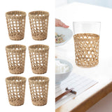 6 PCS Woven Cup Holders Anti Scald Hollow Straw Woven Glass Cup Sleeve for Glass Bottles Plastic Cups Mugs