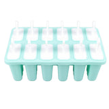 12 Cavity Ice Cream Mould with Stick Easy Release Green Reusable Silicone Ice Pop Moulds for Ice Cream - Front View