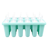 12 Cavity Ice Cream Mould with Stick Easy Release Green Reusable Silicone Ice Pop Moulds for Ice Cream
