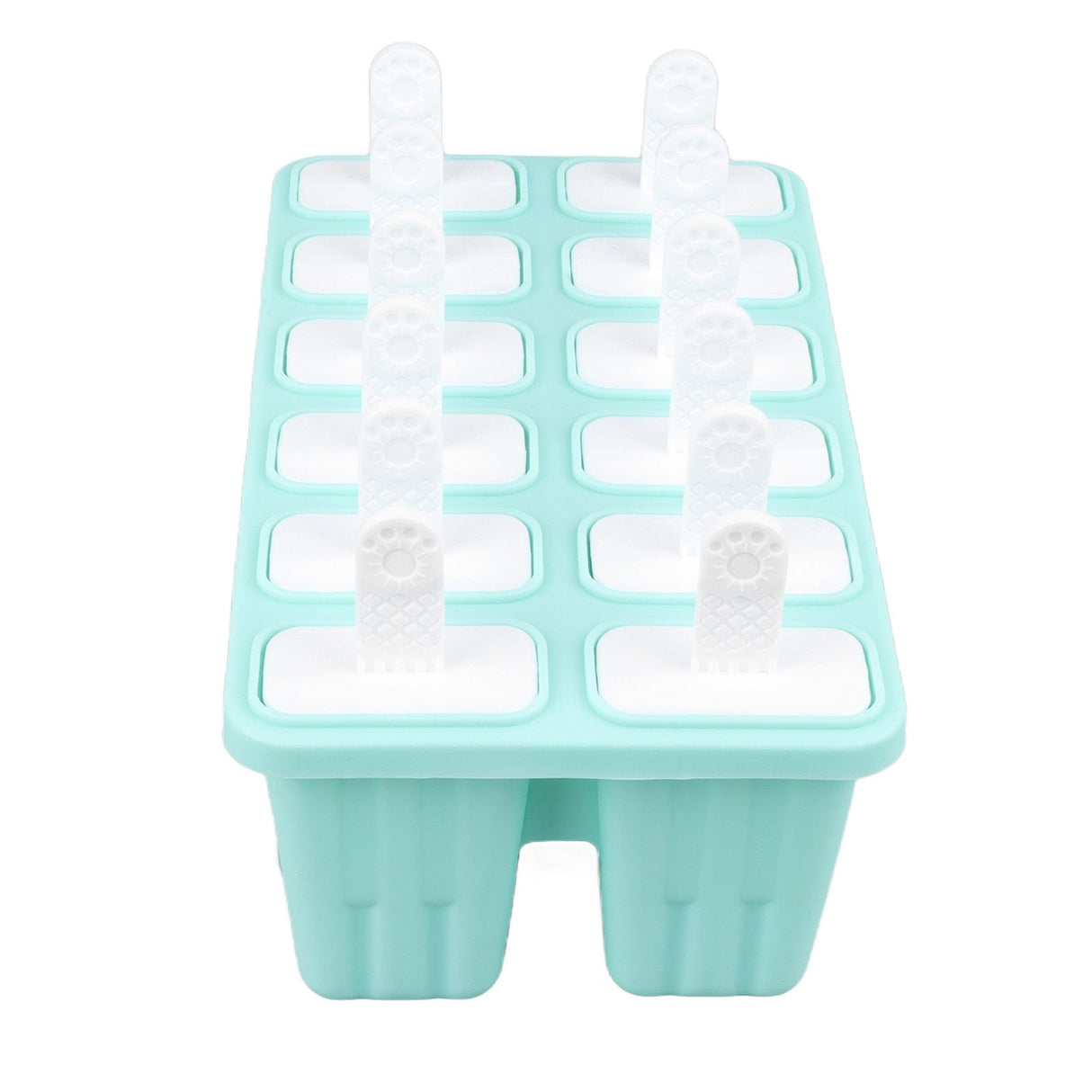 12 Cavity Ice Cream Mould with Stick Easy Release Green Reusable Silicone Ice Pop Moulds for Ice Cream