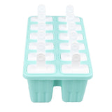 12 Cavity Ice Cream Mould with Stick Easy Release Green Reusable Silicone Ice Pop Moulds for Ice Cream - 45-Degree Angle