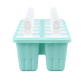 12 Cavity Ice Cream Mould with Stick Easy Release Green Reusable Silicone Ice Pop Moulds for Ice Cream
