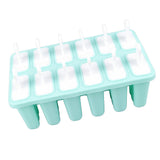 12 Cavity Ice Cream Mould with Stick Easy Release Green Reusable Silicone Ice Pop Moulds for Ice Cream