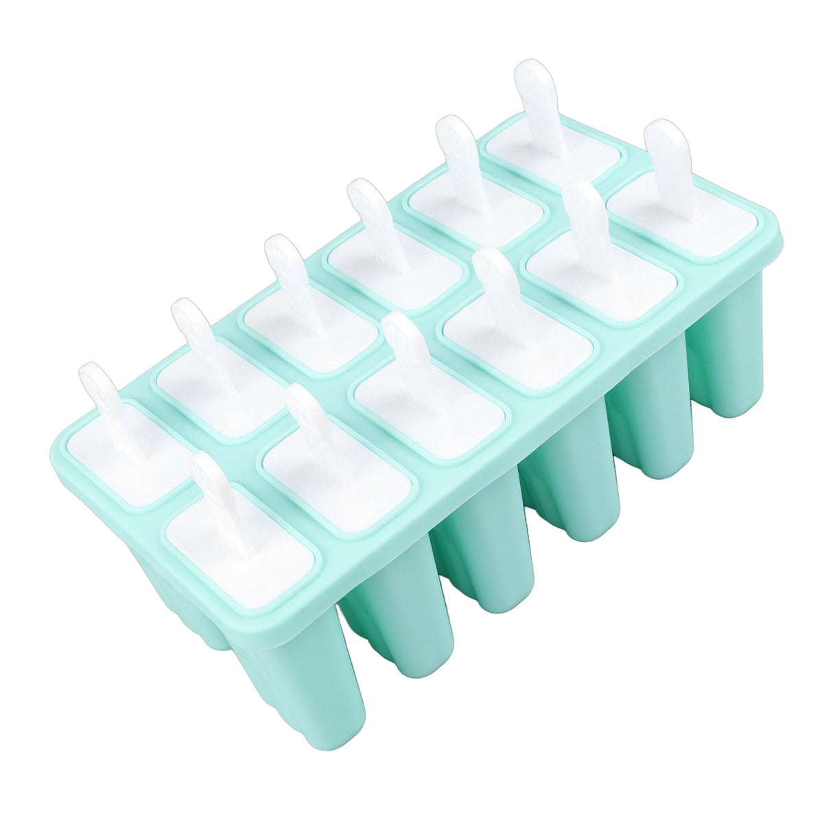 12 Cavity Ice Cream Mould with Stick Easy Release Green Reusable Silicone Ice Pop Moulds for Ice Cream