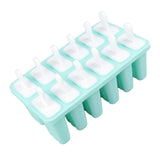 12 Cavity Ice Cream Mould with Stick Easy Release Green Reusable Silicone Ice Pop Moulds for Ice Cream - Low Angle
