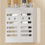 Utensil Holder Stainless Steel Wall Mount Chopstick Draining Storage Shelf for Home Kitchen Glossy
