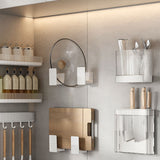 Kitchen Utensil Holder ABS Wall Mounted Multifunctional Draining Chopstick Cage Spoon Forks Storage Box for Home Countertop White - Rear View