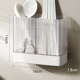 Kitchen Utensil Holder ABS Wall Mounted Multifunctional Draining Chopstick Cage Spoon Forks Storage Box for Home Countertop White