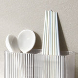 Kitchen Utensil Holder ABS Wall Mounted Multifunctional Draining Chopstick Cage Spoon Forks Storage Box for Home Countertop White - Extra Image