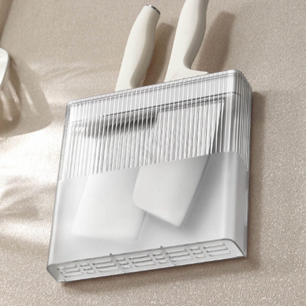 Knife Holder for Wall Knife Organizer Drill Free Wall Mounted Knife Block Holder Detachable Storage Stand White