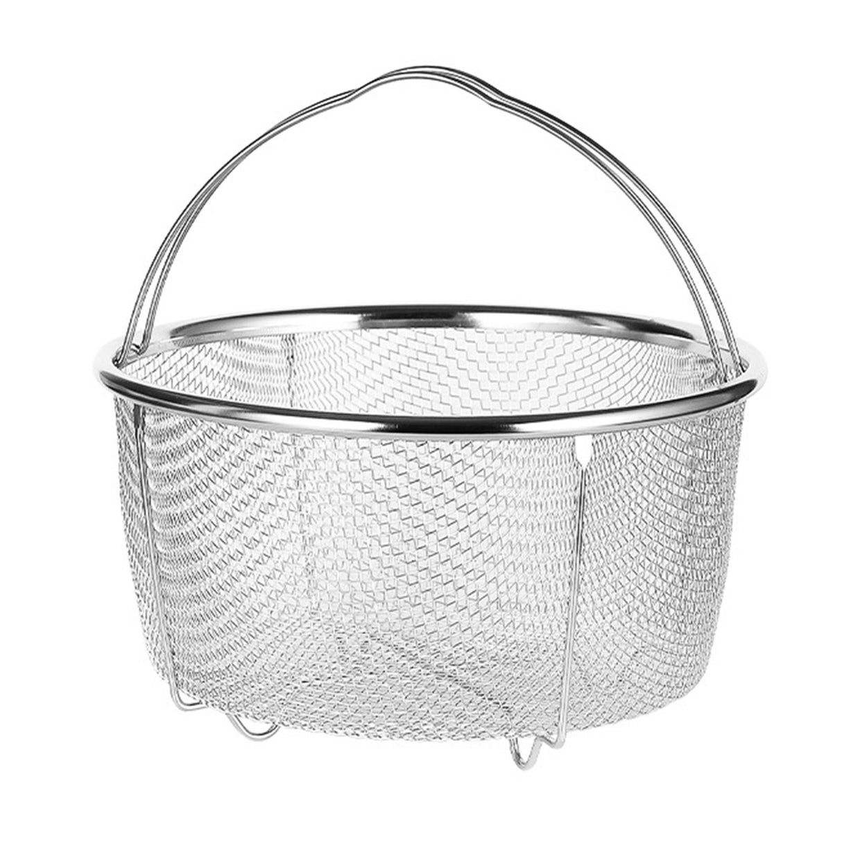 Mesh Steaming Basket Stainless Steel Comfortable Handles Heat Resistant Steaming Basket for Cooking Kitchen 20x21cm