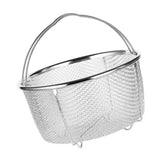 Mesh Steaming Basket Stainless Steel Comfortable Handles Heat Resistant Steaming Basket for Cooking Kitchen 20x21cm - Side View