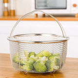 Mesh Steaming Basket Stainless Steel Comfortable Handles Heat Resistant Steaming Basket for Cooking Kitchen 20x21cm - Extra Image