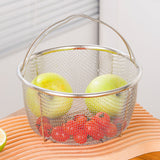Mesh Steaming Basket Stainless Steel Comfortable Handles Heat Resistant Steaming Basket for Cooking Kitchen 20x21cm - Extra Image