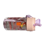 Straw Water Bottle Built in Tea Strainer with Handle PC 700ml Beautiful Cute Straw Bottle for Girls Women Pink - Top-Down View