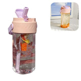 Straw Water Bottle Built in Tea Strainer with Handle PC 700ml Beautiful Cute Straw Bottle for Girls Women Pink