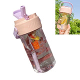 Straw Water Bottle Built in Tea Strainer with Handle PC 700ml Beautiful Cute Straw Bottle for Girls Women Pink - Extra Image
