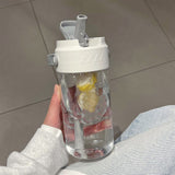 Straw Water Bottle Built in Tea Strainer with Handle PC 700ml Beautiful Cute Straw Bottle for Girls Women White - Extra Image