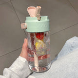 Straw Water Bottle Built in Tea Strainer with Handle PC 700ml Beautiful Cute Straw Bottle for Girls Women Green