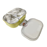 Stainless Steel Lunch Box Korean Style 2 Compartment Bento Box Metal Food Container for Kids Adults Pupils Office Workers chartreuse