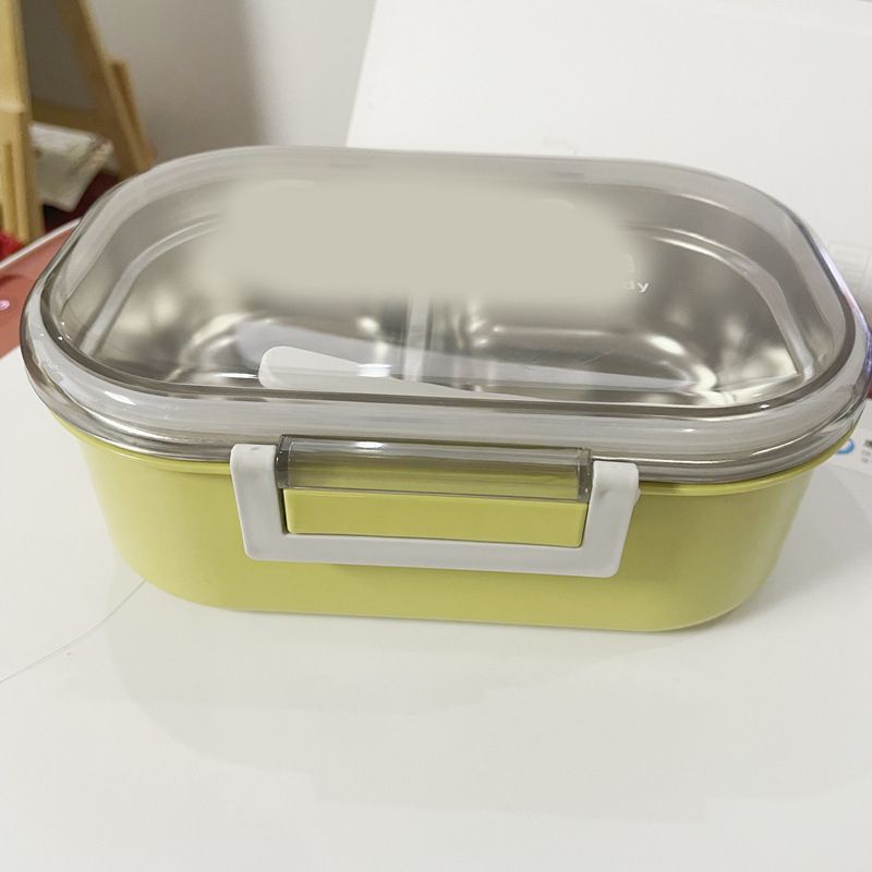 Stainless Steel Lunch Box Korean Style 2 Compartment Bento Box Metal Food Container for Kids Adults Pupils Office Workers chartreuse