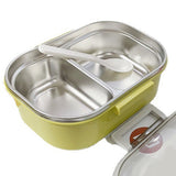 Stainless Steel Lunch Box Korean Style 2 Compartment Bento Box Metal Food Container for Kids Adults Pupils Office Workers chartreuse