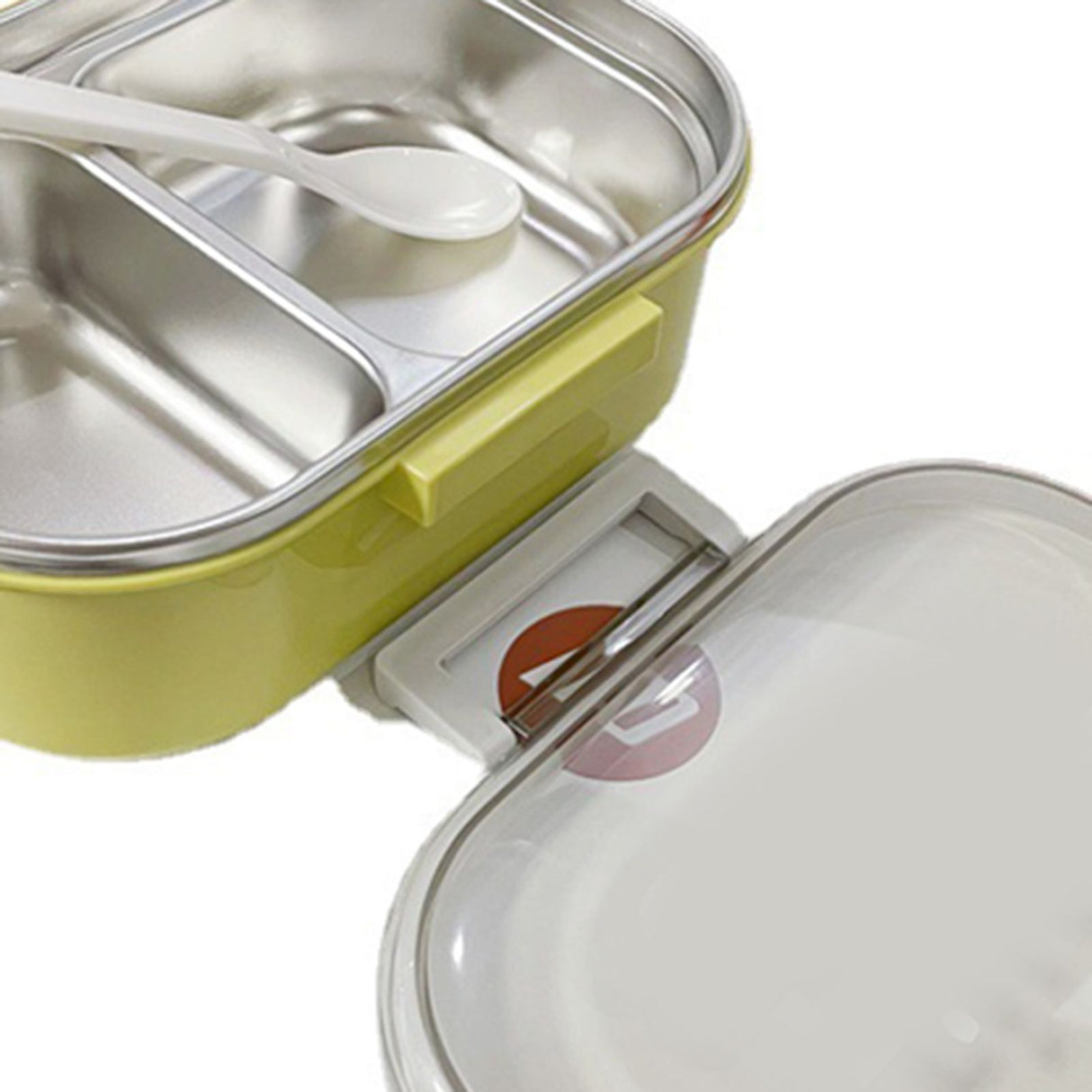 Stainless Steel Lunch Box Korean Style 2 Compartment Bento Box Metal Food Container for Kids Adults Pupils Office Workers chartreuse