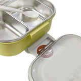 Stainless Steel Lunch Box Korean Style 2 Compartment Bento Box Metal Food Container for Kids Adults Pupils Office Workers chartreuse - Low Angle
