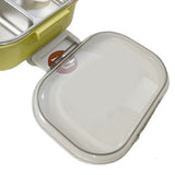 Stainless Steel Lunch Box Korean Style 2 Compartment Bento Box Metal Food Container for Kids Adults Pupils Office Workers chartreuse