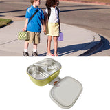 Stainless Steel Lunch Box Korean Style 2 Compartment Bento Box Metal Food Container for Kids Adults Pupils Office Workers chartreuse