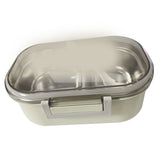 Stainless Steel Lunch Box Korean Style 2 Compartment Bento Box Metal Food Container for Kids Adults Pupils Office Workers Beige