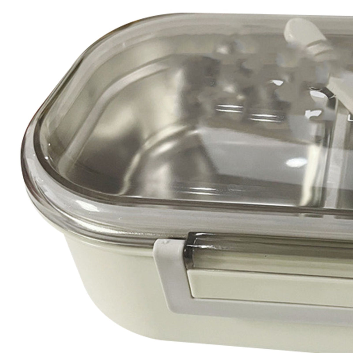 Stainless Steel Lunch Box Korean Style 2 Compartment Bento Box Metal Food Container for Kids Adults Pupils Office Workers Beige