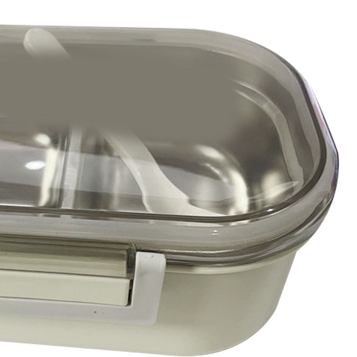 Stainless Steel Lunch Box Korean Style 2 Compartment Bento Box Metal Food Container for Kids Adults Pupils Office Workers Beige