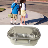 Stainless Steel Lunch Box Korean Style 2 Compartment Bento Box Metal Food Container for Kids Adults Pupils Office Workers Beige