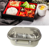 Stainless Steel Lunch Box Korean Style 2 Compartment Bento Box Metal Food Container for Kids Adults Pupils Office Workers Beige