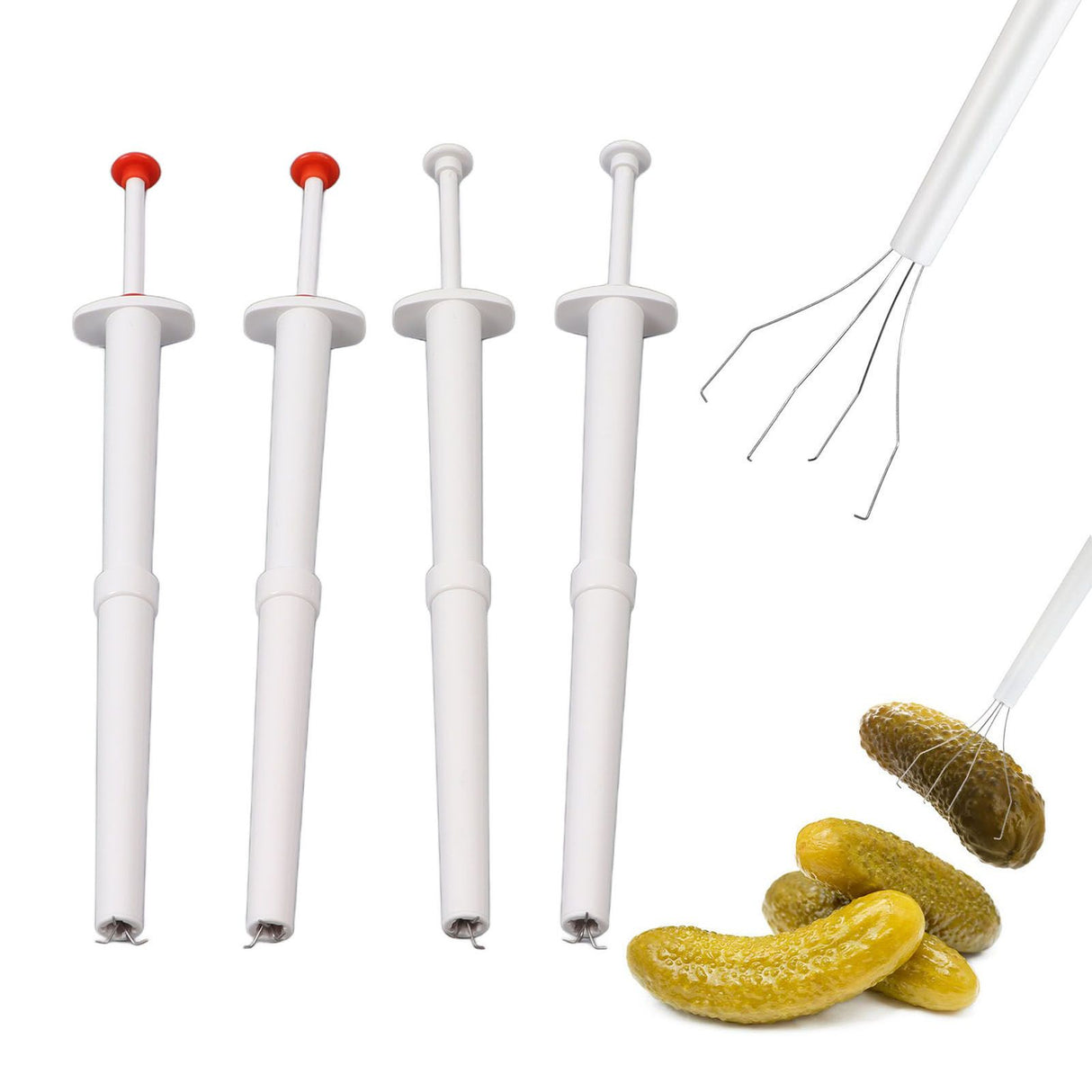 4Pcs Pickle Picker Flexible Multifunction Stainless Steel Claws Olive Pepper Grabber for Kitchen Restaurant Food
