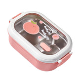 Bento Lunch Box Portable Safe Leakproof Divided Stainless Steel Thermal Lunch Box for Students School Office Pink