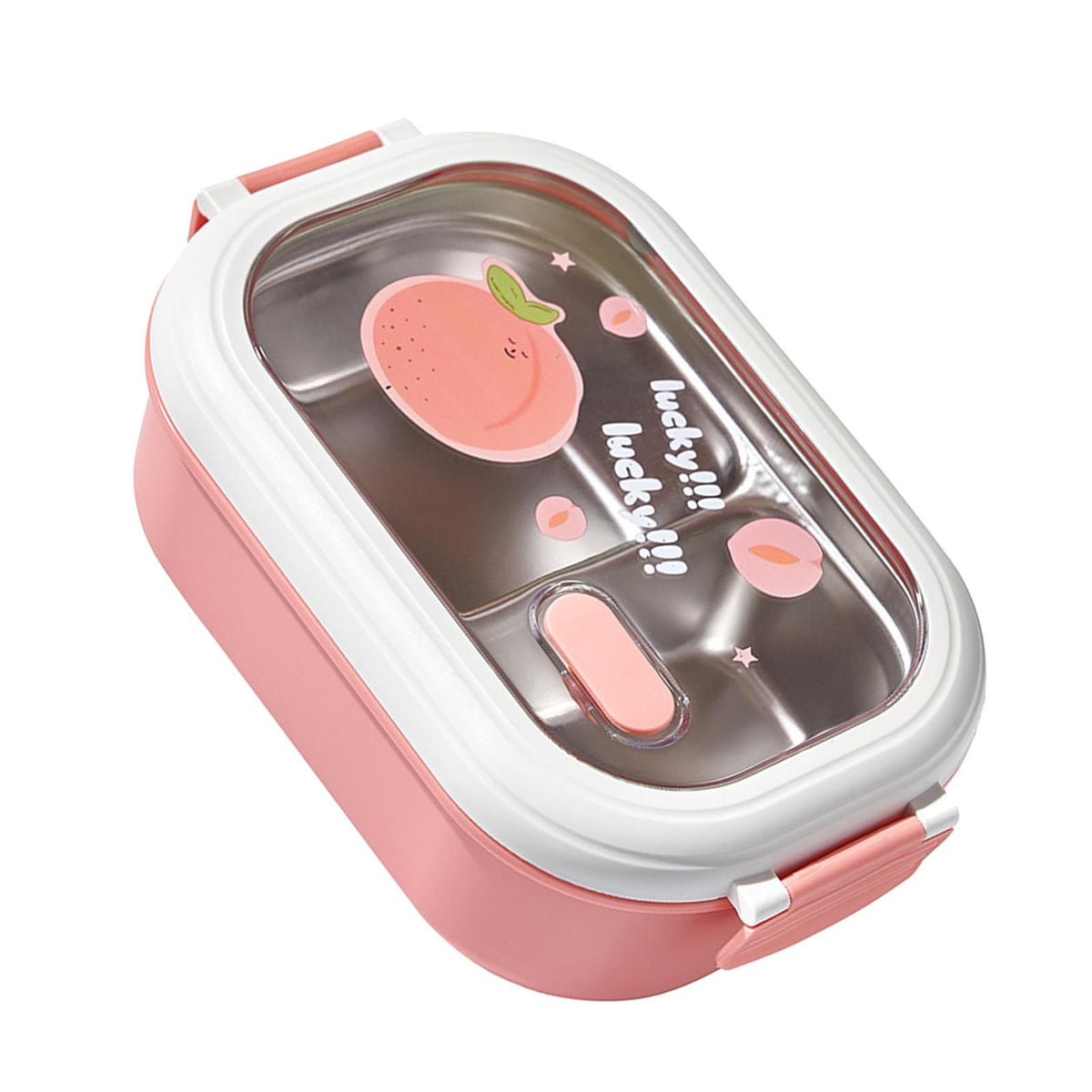 Bento Lunch Box Portable Safe Leakproof Divided Stainless Steel Thermal Lunch Box for Students School Office Pink