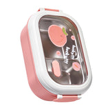 Bento Lunch Box Portable Safe Leakproof Divided Stainless Steel Thermal Lunch Box for Students School Office Pink - Top-Down View