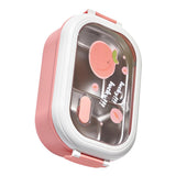 Bento Lunch Box Portable Safe Leakproof Divided Stainless Steel Thermal Lunch Box for Students School Office Pink