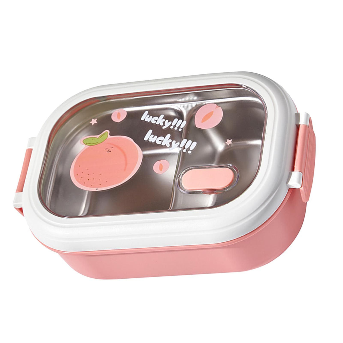 Bento Lunch Box Portable Safe Leakproof Divided Stainless Steel Thermal Lunch Box for Students School Office Pink