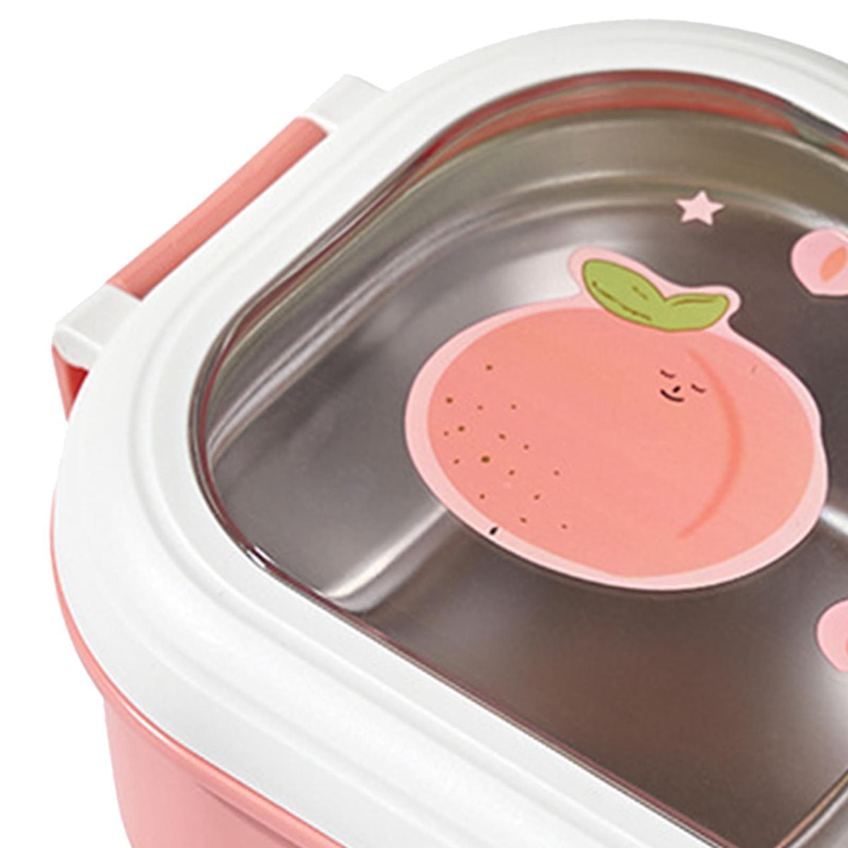 Bento Lunch Box Portable Safe Leakproof Divided Stainless Steel Thermal Lunch Box for Students School Office Pink
