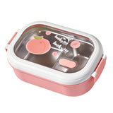 Bento Lunch Box Portable Safe Leakproof Divided Stainless Steel Thermal Lunch Box for Students School Office Pink